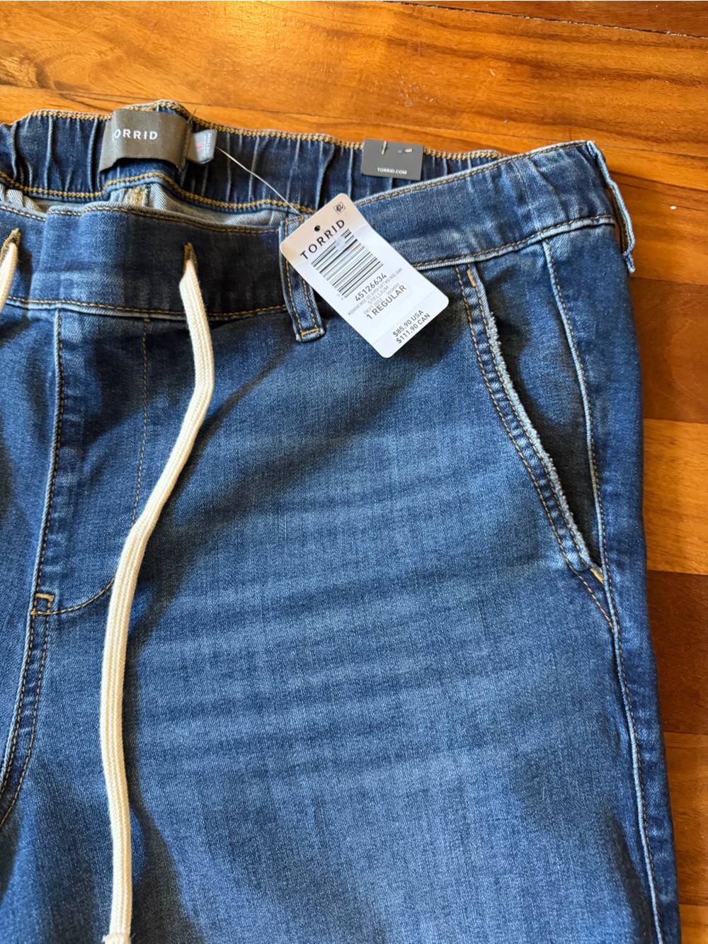 torrid Medium Blue Relaxed Wide-Leg Drawstring Jeans - Picture 4 of 4